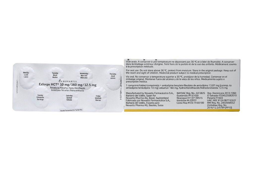 Exforge HCT 10mg/160mg/12.5mg trị tăng huyết áp