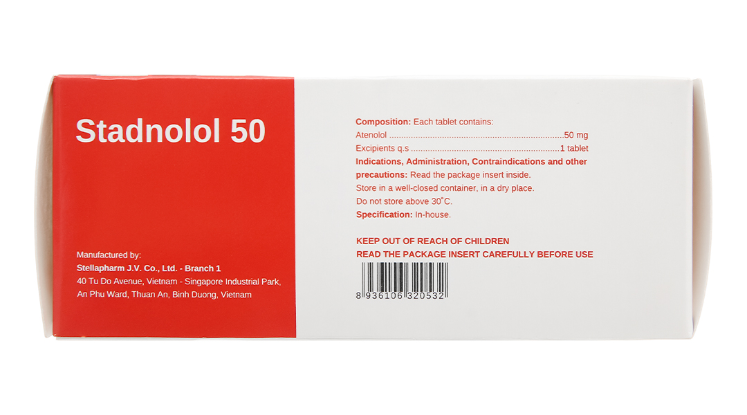 Stadnolol 50 trị tăng huyết áp, đau thắt ngực