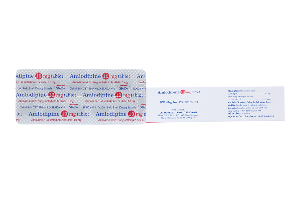 Amlodipine 10mg Tablet Stada trị tăng huyết áp, đau thắt ngực