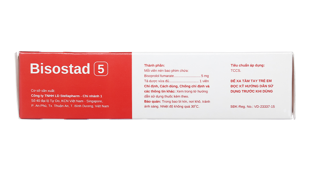 Bisostad 5 trị tăng huyết áp, đau thắt ngực, suy tim