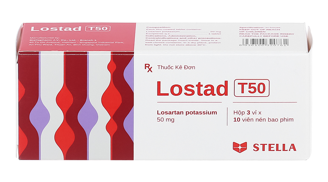 Lostad T50 trị tăng huyết áp, suy tim, nhồi máu cơ tim