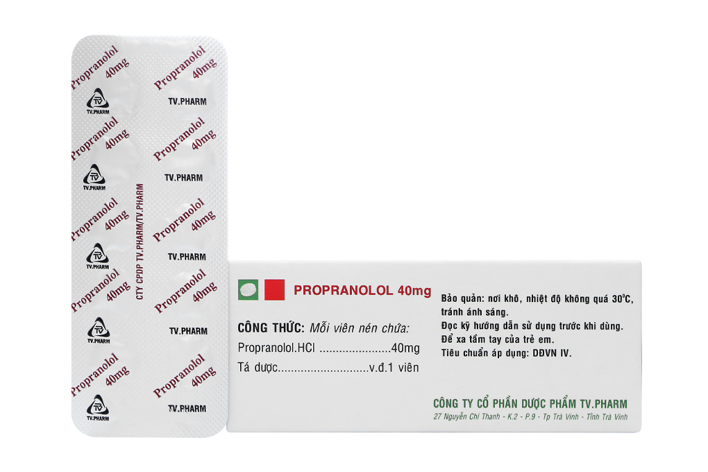 Propranolol TV.Pharm 40mg trị tăng huyết áp, đau thắt ngực