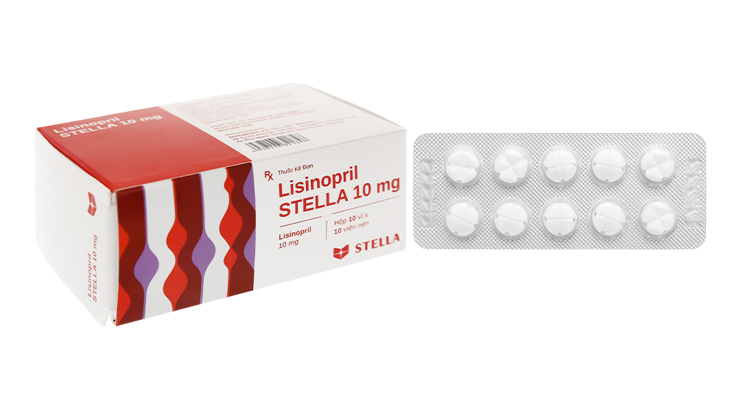 Lisinopril Stella 10mg trị tăng huyết áp, suy tim