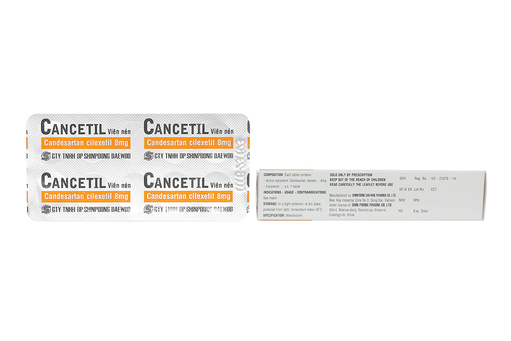 Cancetil 8mg điều trị tăng huyết áp, suy tim