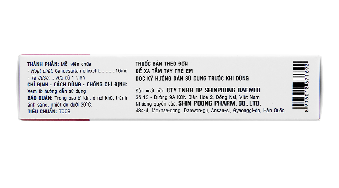 Cancetil 16mg trị tăng huyết áp, suy tim