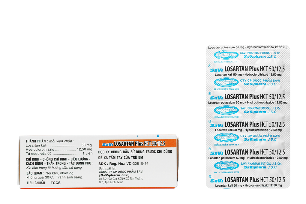 SaVi Losartan Plus HCT 50/12.5 trị tăng huyết áp
