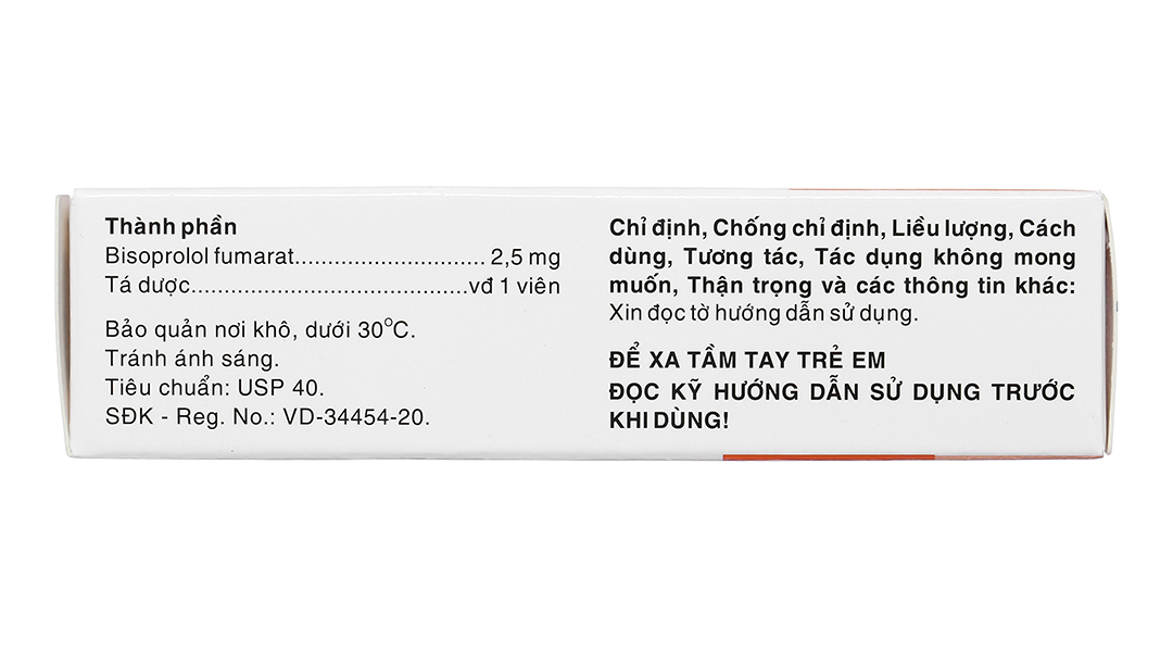 Bihasal 2.5 trị tăng huyết áp, đau thắt ngực, suy tim
