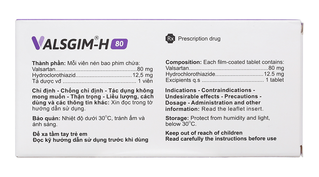 Valsgim - H 80mg/12.5mg chỉ định điều trị tăng huyết áp