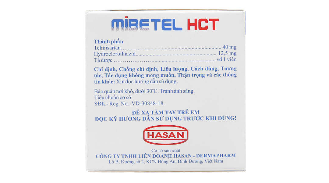 Mibetel HCT 40mg/12.5mg trị tăng huyết áp