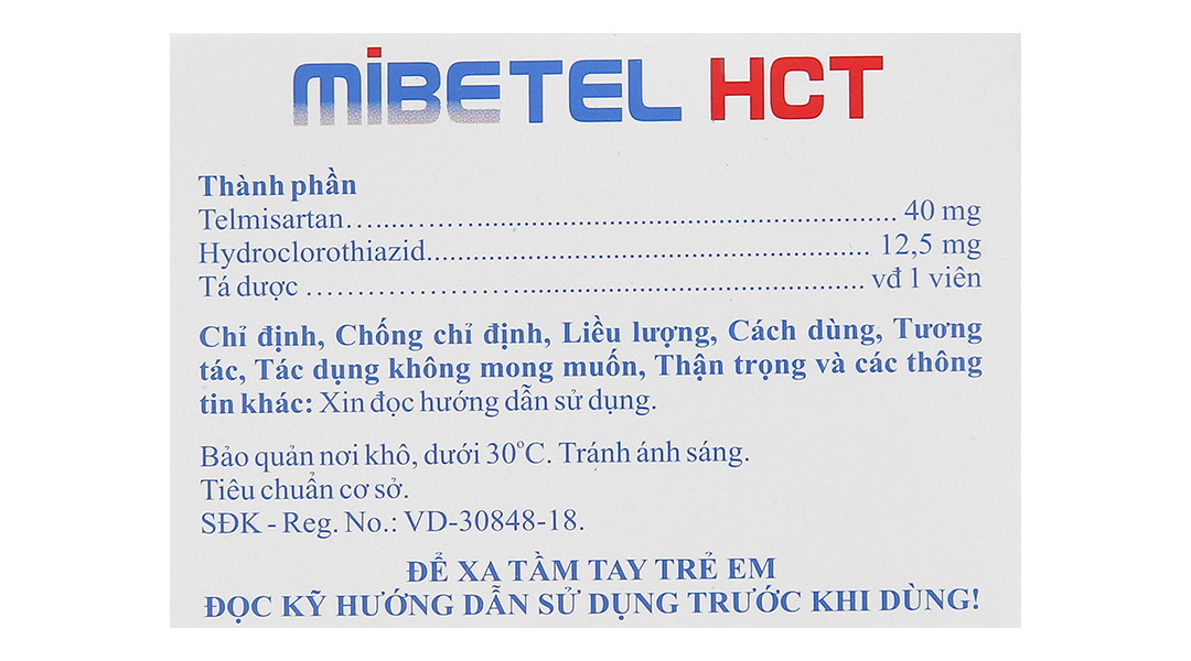 Mibetel HCT 40mg/12.5mg trị tăng huyết áp