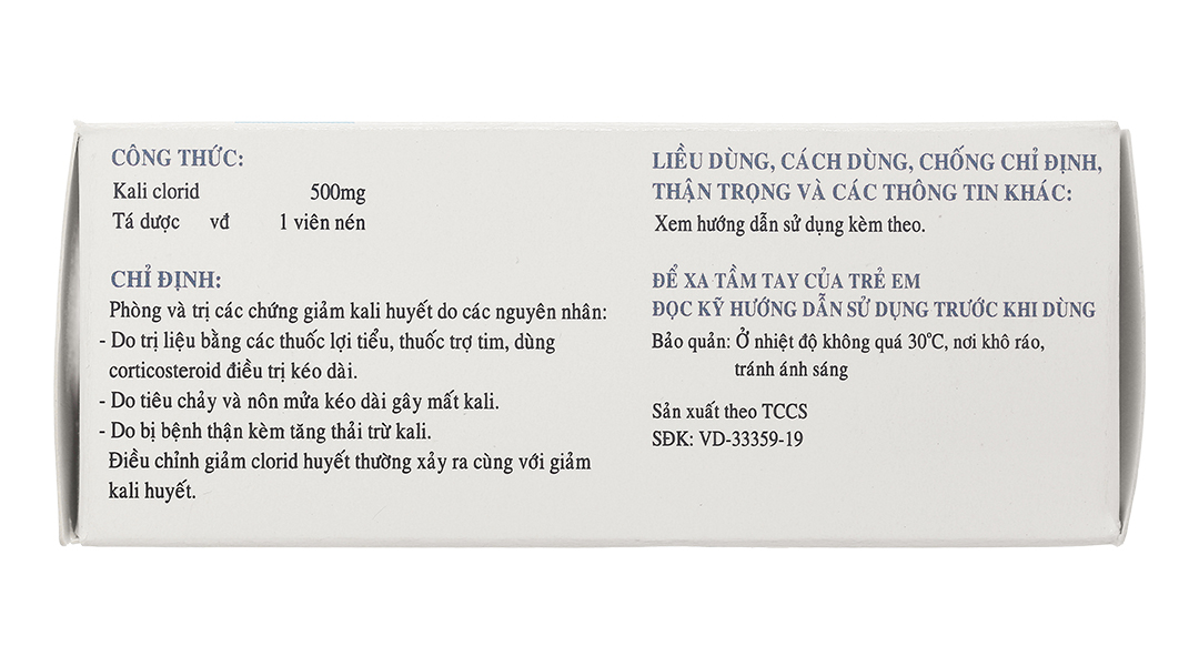 Kali Clorid Nadyphar 500mg phòng và trị triệu chứng giảm kali huyết