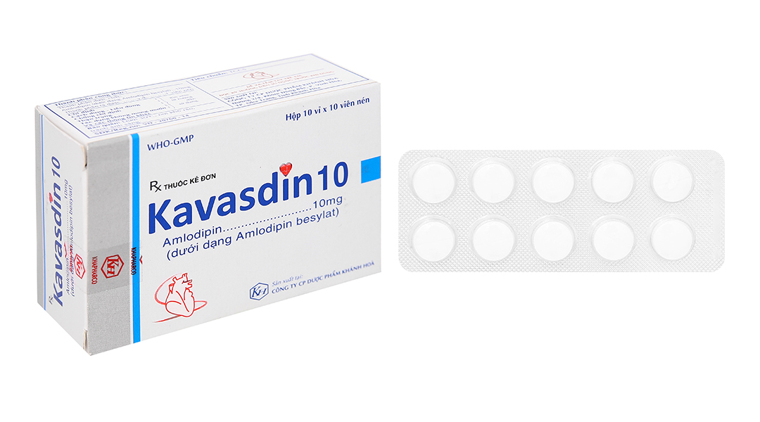 Kavasdin 10 điều trị tăng huyết áp, đau thắt ngực