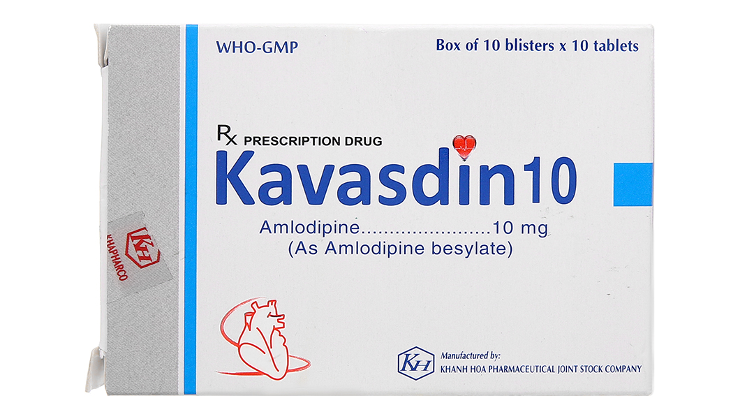 Kavasdin 10 điều trị tăng huyết áp, đau thắt ngực