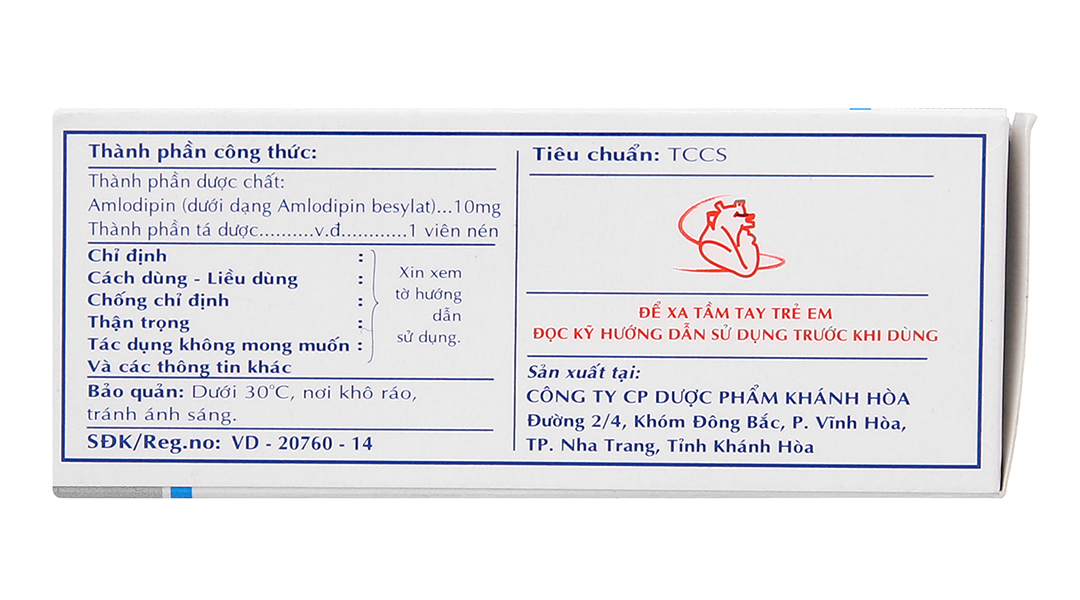 Kavasdin 10 điều trị tăng huyết áp, đau thắt ngực