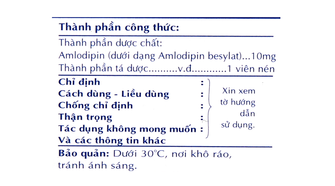 Kavasdin 10 điều trị tăng huyết áp, đau thắt ngực