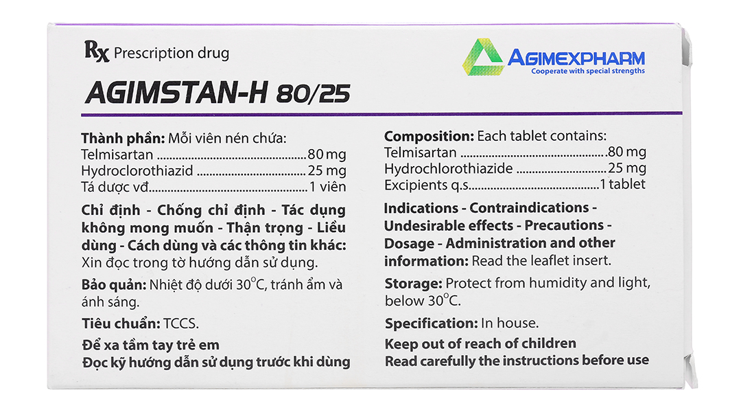 Agimstan-H 80/25 Agimexpharm trị tăng huyết áp vô căn
