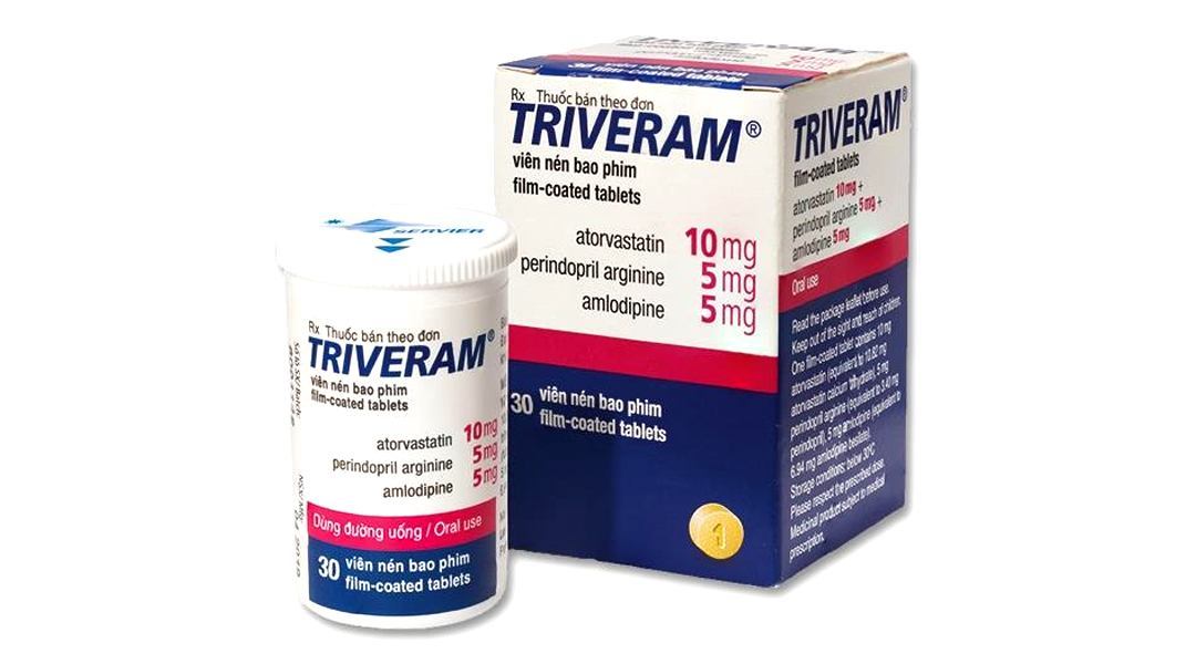 Triveram 10mg/5mg/5mg trị tăng huyết áp, bệnh mạch vành, lipid máu