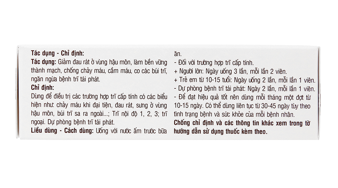 Thuốc Trĩ Nhất Nhất trị trĩ cấp tính, phòng tái phát trĩ