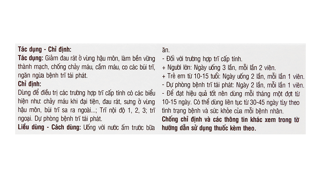 Thuốc Trĩ Nhất Nhất trị trĩ cấp tính, phòng tái phát trĩ