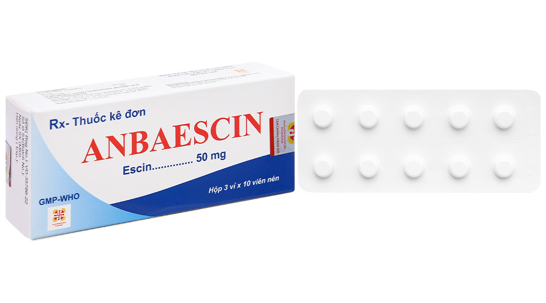 Anbaescin 50mg phòng và điều trị tụ máu, chống viêm, giãn tĩnh mạch