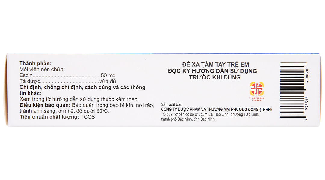 Anbaescin 50mg phòng và điều trị tụ máu, chống viêm, giãn tĩnh mạch