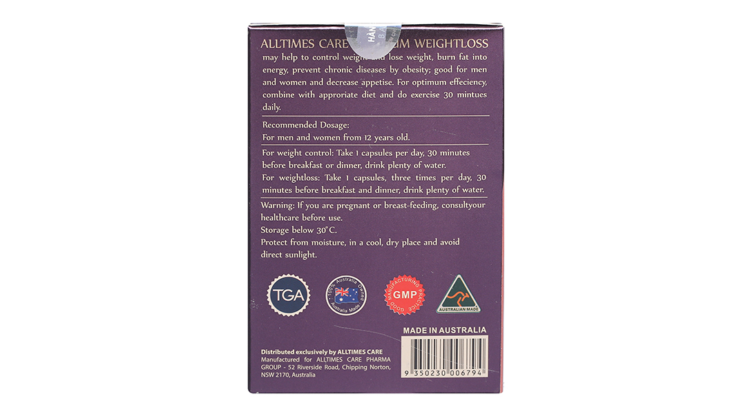 Viên Uống Hỗ Trợ Giảm Cân Alltimes Care Platinum Weightloss Hộp/50v