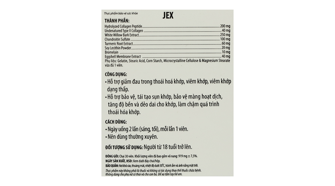 Thực phẩm bảo vệ sức khỏe Jex