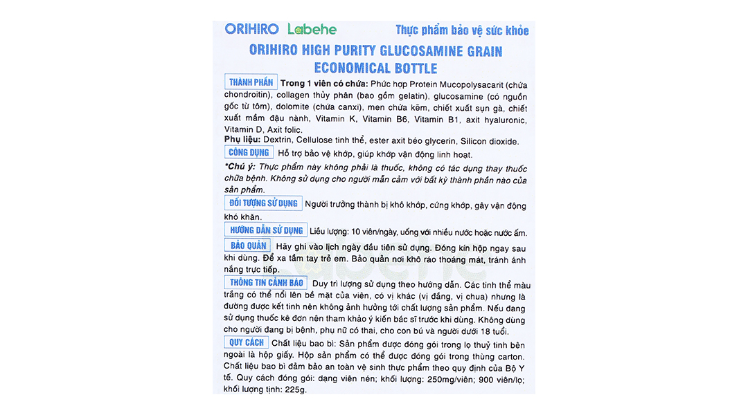 Viên uống Glucosamine Orihiro