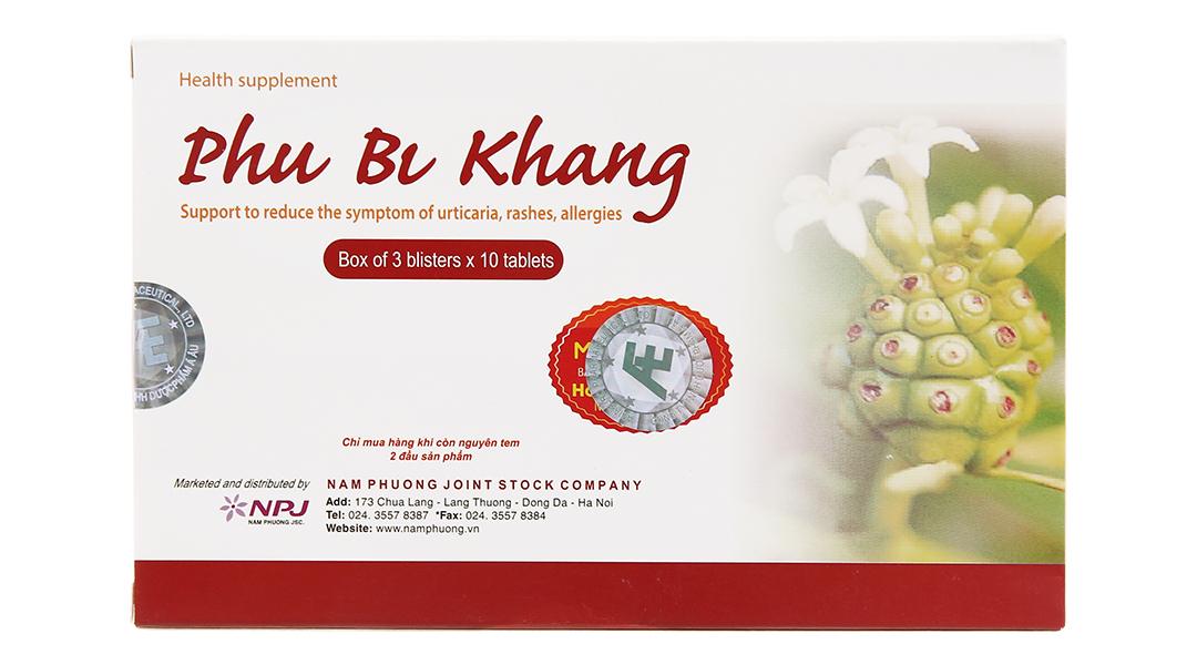 Phụ Bì Khang hỗ trợ giảm mề đay, mẩn ngứa