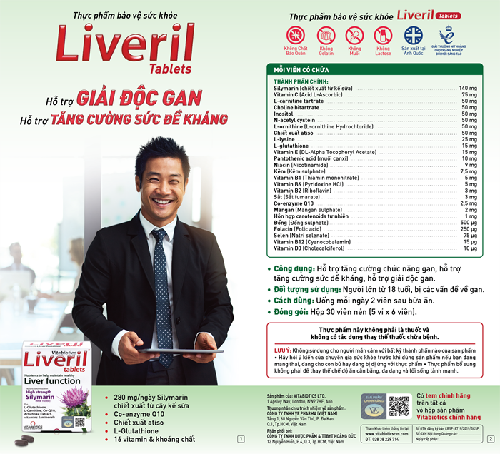 Hỗ Trợ Giải độc Gan Vitabiotics Liveril Hộp 30 Vien