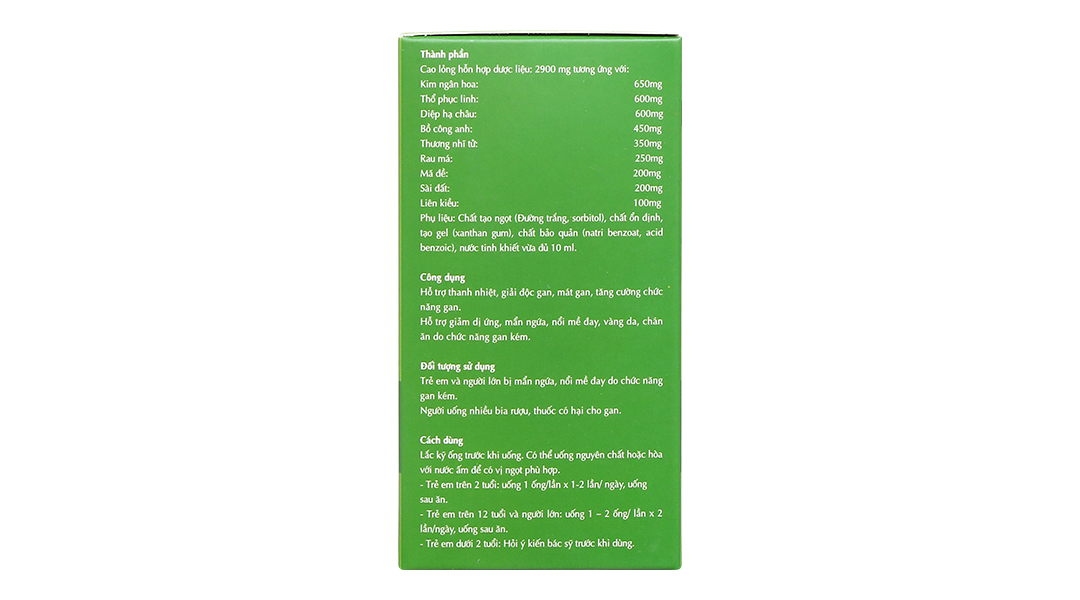 Isopharco Mát Gan Giải Độc 10Ml hộp 20 ống