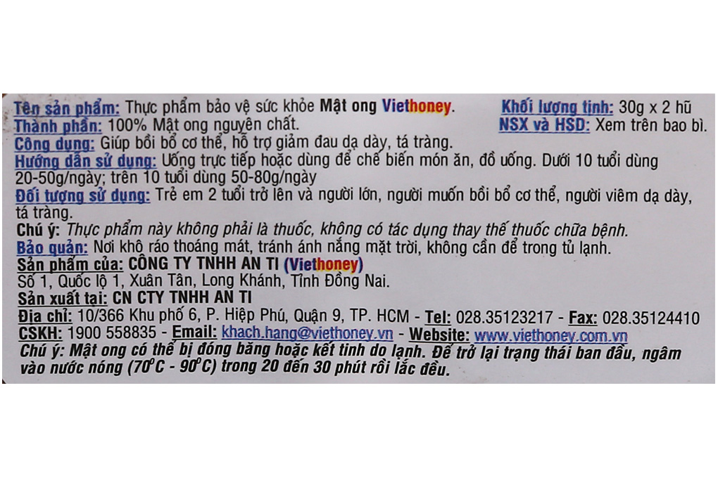 Mật ong Viethoney bổ sức khoẻ lốc 2 hũ