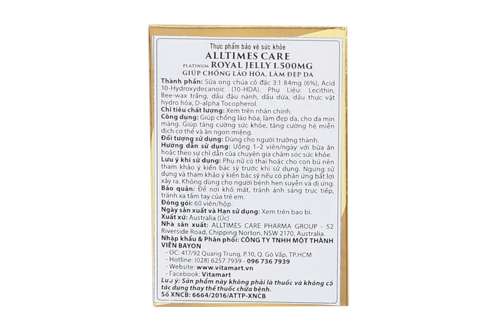 Alltimes Care Platinum Royal Jelly 1500mg hỗ trợ làm đẹp da