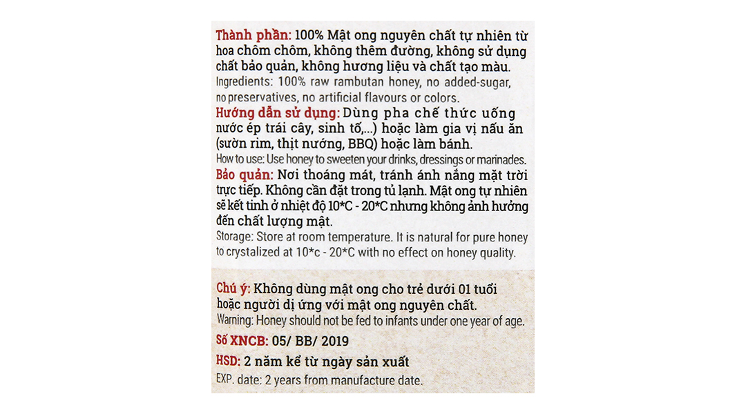 Mật ong hoa Chôm Chôm Bonie Bee 300g