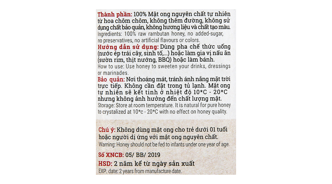 Mật ong hoa Chôm Chôm Bonie Bee 630g