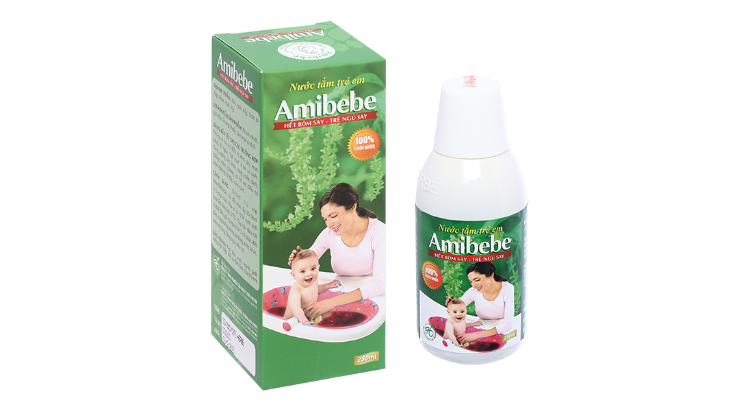 Nước tắm thảo dược Amibebe kháng khuẩn, ngừa rôm sảy