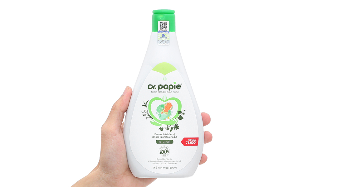 Nước tắm gội thảo dược Dr.Papie ngăn ngừa rôm sảy, mụn nhọt cho bé