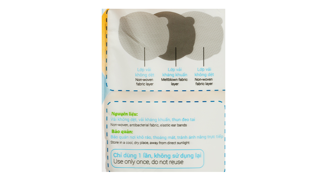Khẩu trang y tế trẻ em Bísou Baby mask họa tiết gấu