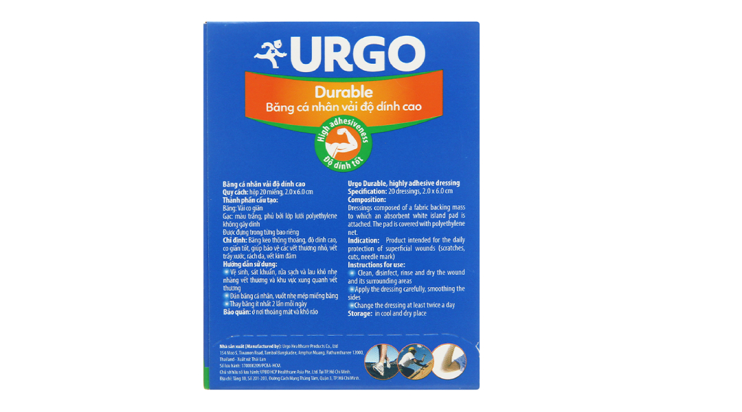 Băng cá nhân vải Urgo Durable (2 x 6cm)