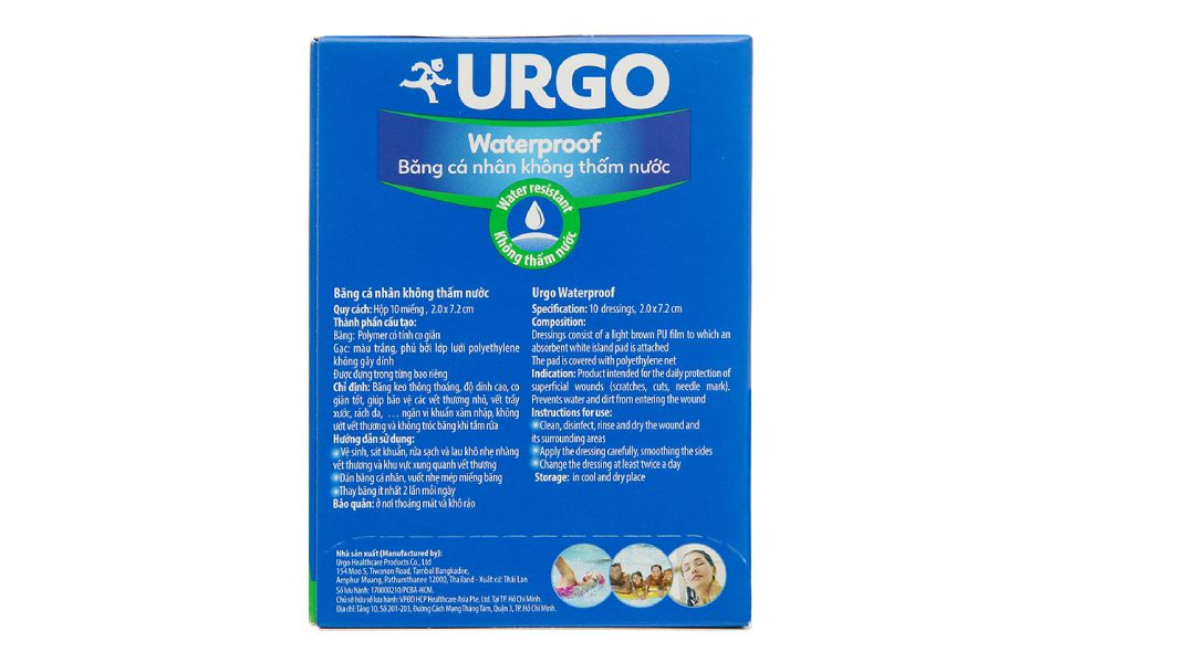 Băng cá nhân không thấm nước Urgo Waterproof (2 x 7.2cm)