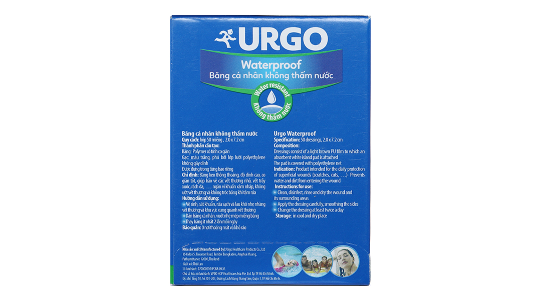 Băng cá nhân không thấm nước Urgo Waterproof (2 x 7.2cm)