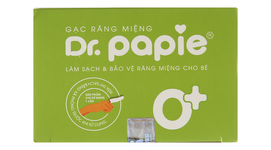Gạc răng miệng Dr. Papie 0+ giúp sạch lưỡi, nướu, răng