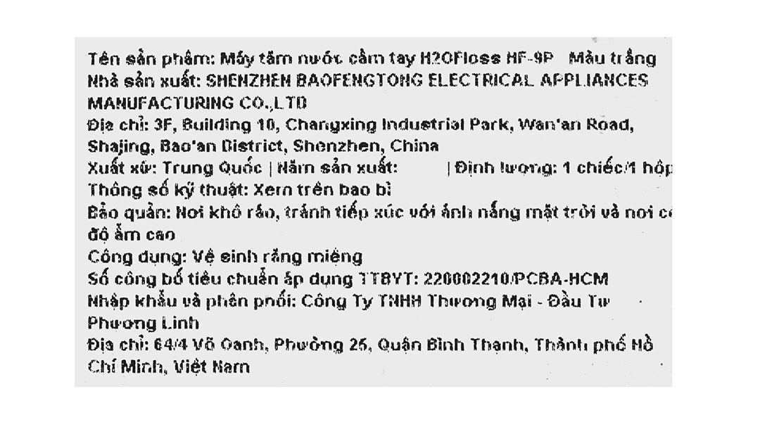 Máy tăm nước cầm tay H2ofloss HF-9P