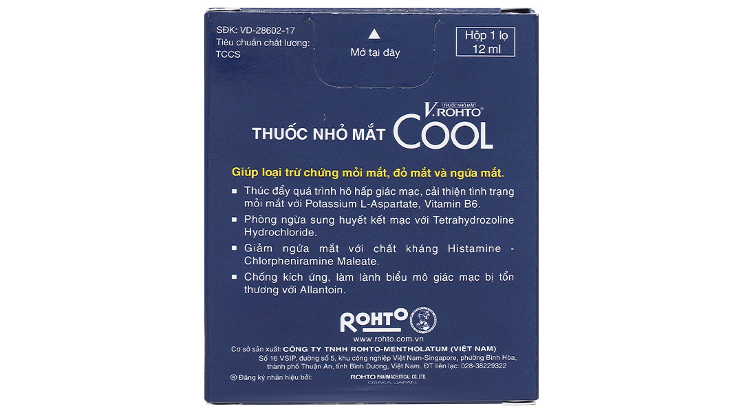 Dung dịch nhỏ mắt V.Rohto Cool giảm mỏi mắt, sung huyết kết mạc