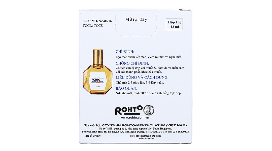 Dung dịch nhỏ mắt Rohto Antibacterial trị lẹo mắt, viêm kết mạc mắt
