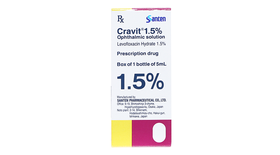 Dung dịch nhỏ mắt Cravit 1.5% trị nhiễm khuẩn mắt