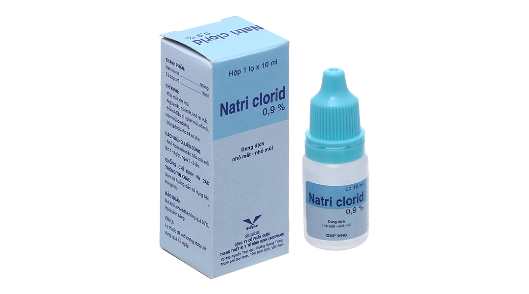 Dung dịch nhỏ mắt Natri Clorid Bidiphar 0.9% vệ sinh mắt, mũi