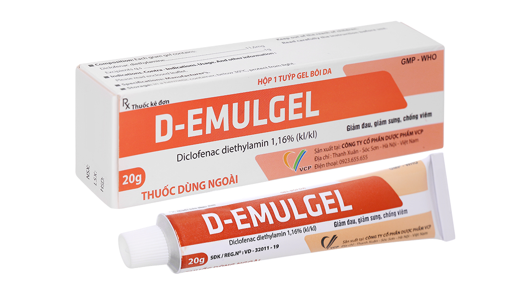 Gel bôi D-Emulgel 1.16% giảm đau, giảm sưng, chống viêm