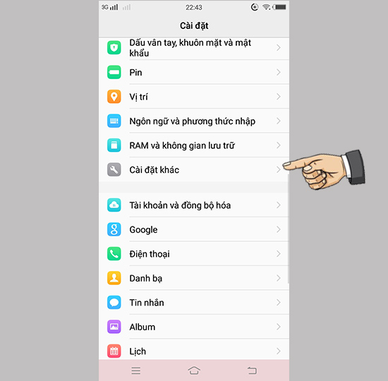 chọn Cài đặt khác