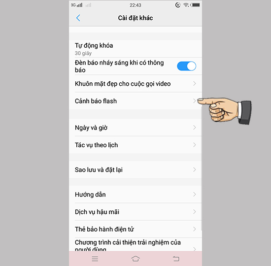 Bước 2: Chọn Cảnh báo Flash